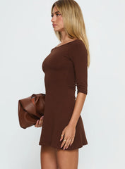 Silver Lake 3/4 Sleeve Mini Dress Chocolate
