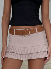 Runey Faux Suede Belt Brown / Gold