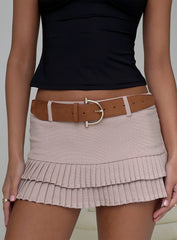 Runey Faux Suede Belt Brown / Gold