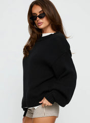Harmony Balloon Sleeve Knit Sweater Black