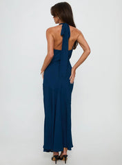 Luannie Halter Scarf Tie Maxi Dress Navy