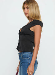 Tatianna Frill Blouse Top Black