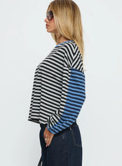 Taysha Long Sleeve Top Black / Grey Stripe