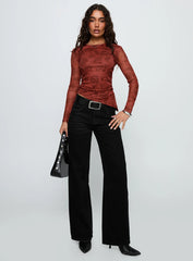 People Watching Long Sleeve Top Red Floral