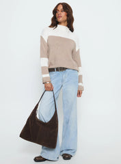Brandalyn Contrast Mock Neck Knit Sweater Multi