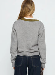 Atira Contrast Knit Cardigan Grey