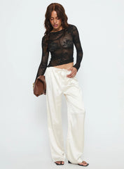 Mellissa Long Sleeve Sheer Textured Top Black