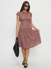 Alixandra Ruched Midi Skirt Red Check