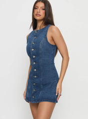 Yumiko Denim Romper Mid Wash