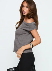 Ashfield Off Shoulder Top Dark Grey