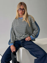 Taysha Long Sleeve Top Black / Grey Stripe