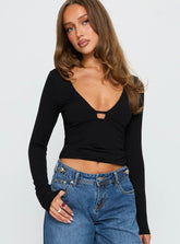 Sold On You Long Sleeve Top Black