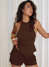 Stara Halter Linen Top Chocolate