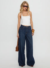 Naylor Mid Rise Wide Leg Jeans Mid Blue Denim