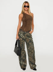 Raiders Mid Rise Straight Leg Cargo Jeans Camouflage