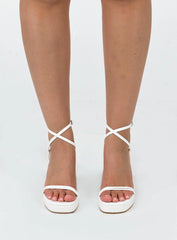 Tessie Ankle Strap Heels Matte White