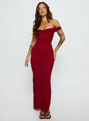 Anabeila Strapless Frill Maxi Dress Red