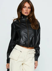 Monay Faux Leather Jacket Black