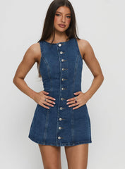 Yumiko Denim Romper Mid Wash