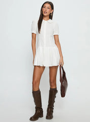 Lisette Pleat Mini Dress White