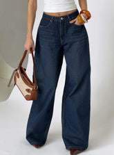 Naylor Mid Rise Wide Leg Jeans Mid Blue Denim