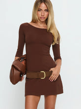 Silver Lake 3/4 Sleeve Mini Dress Chocolate