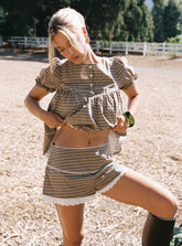 Chandelier Mini Lace Trim Shorts Brown Check