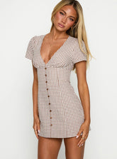 Loveliness Playsuit Brown Check