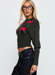 Head In The Clouds Knit Cardigan Grey Argyle