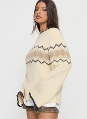 Madalynn Knit Graphic Jumper Beige