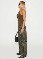 Raiders Mid Rise Straight Leg Cargo Jeans Camouflage