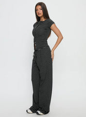 Gavrielle Jersey Wide Leg Pants Stripe