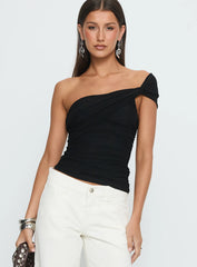 Keandra One Shoulder Top Black
