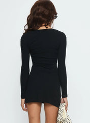 Tereza Long Sleeve Jersey Mini Dress Black