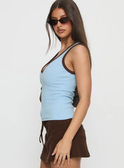 Baseline V Neck Rib Tank Top Blue / Brown