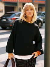 Harmony Balloon Sleeve Knit Sweater Black