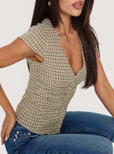 Indulgence Corset Top Beige Check