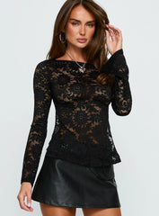 Plentiful Open Back Long Sleeve Top Black