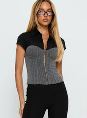 Bobette Corset Top Black / Grey