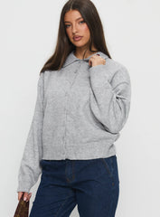Nadyna Collared Cardigan Grey Marle