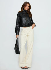 Monay Faux Leather Jacket Black