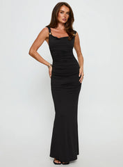 Yakira Halter Cut Out Maxi Dress Black