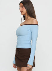 Baseline Off Shoulder Top Blue / Brown