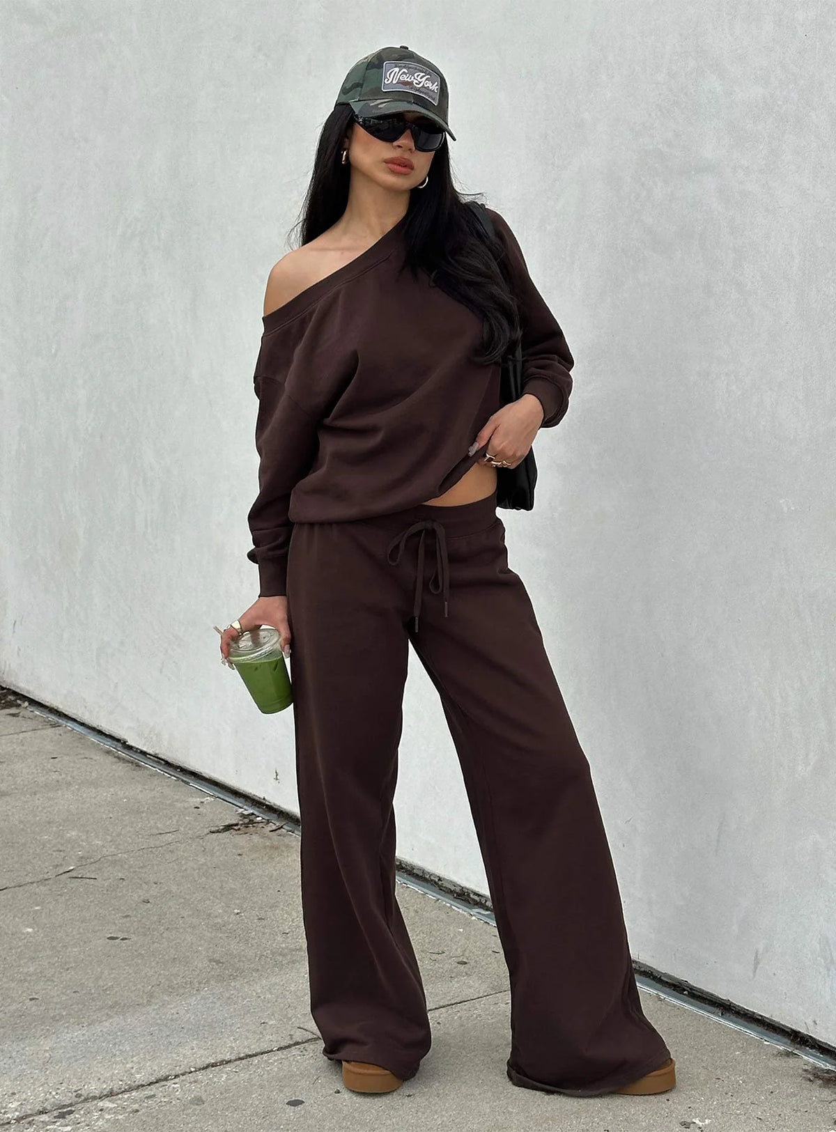Dodie Wide Leg Pants Washed Brown
