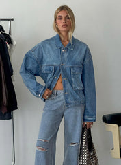 Kier Oversized Jacket Denim Mid Wash