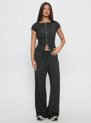 Gavrielle Jersey Wide Leg Pants Stripe