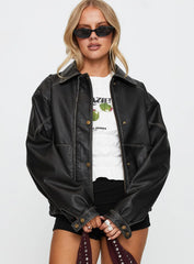 Jaxton Faux Leather Jacket Black