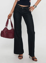 Slow Ride Mid Rise Bootleg Belted Jeans Dark Indigo Blue