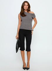 Ashfield Off Shoulder Top Dark Grey