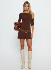 Silver Lake 3/4 Sleeve Mini Dress Chocolate